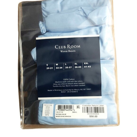 Club Room Men's Blue Woven Cotton Tagless Two 4-Pack Bundle Underwear Boxers Sm - Picture 4 of 7